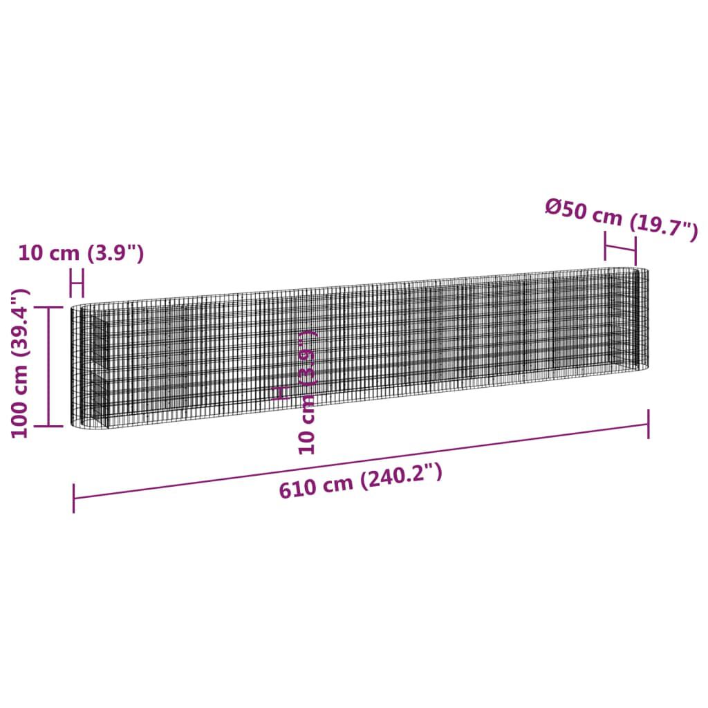 vidaXL Συρματοκιβώτιο-Γλάστρα Υπερυψωμένη 610x50x100 εκ Γαλβαν. Ατσάλι
