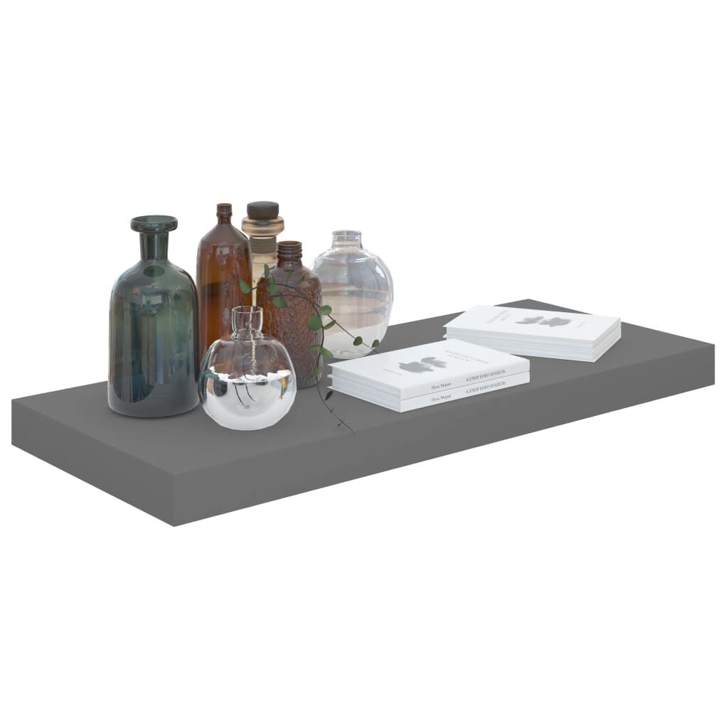 vidaXL Ράφια Τοίχου Γυαλιστερά Γκρι 2 Τεμάχια 60 x 23,5 x 3,8 εκ. MDF