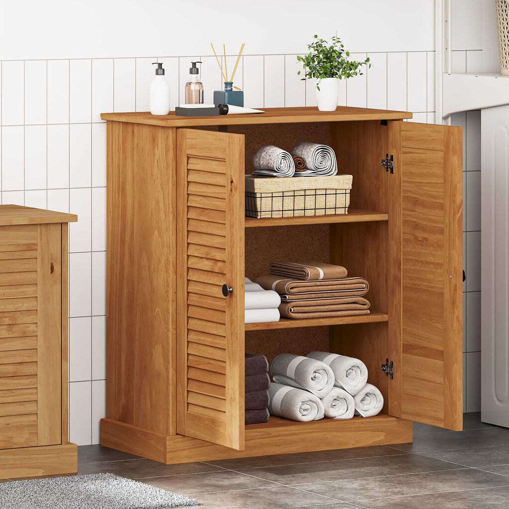 vidaXL Ντουλάπι Μπάνιου καφέ μελί 68 x 34 x 80 εκ Μασίφ ξύλο πεύκου