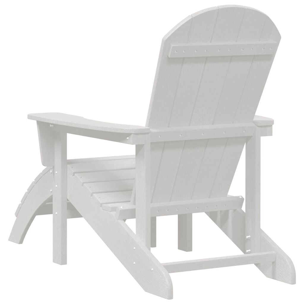 vidaXL Καρέκλα Adirondack με Υποπόδιο Λευκή HDPE