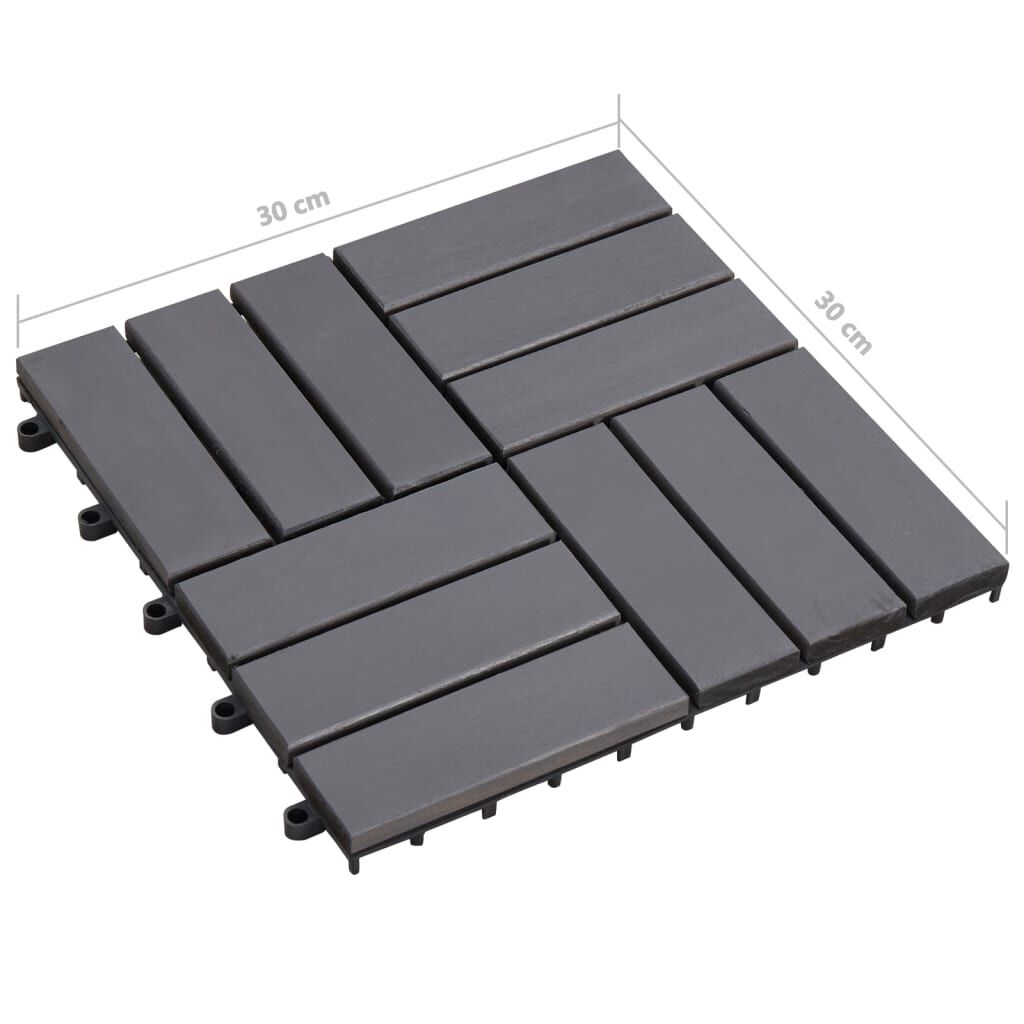 vidaXL Πλακάκια Deck 30 τεμ. Γκρι Πατίνα 30x30 εκ. Μασίφ Ξύλο Ακακίας