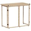 vidaXL Πτυσσόμενο τραπέζι κήπου Μπεζ 90x51x75 cm Poly Rattan