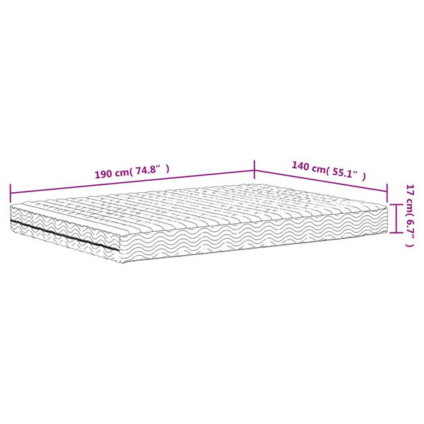 vidaXL Στρώμα Αφρού Σκληρότητα H2 H3 Λευκό 140 x 190 εκ.