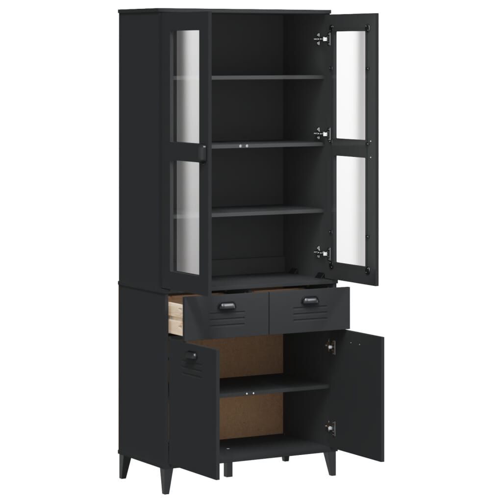 vidaXL Ντουλάπι Ψηλό VIKEN Μαύρος 80x40x190 εκ. από Μασίφ Ξύλο Πεύκου