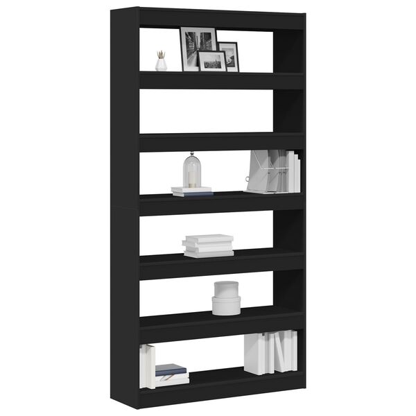 vidaXL Βιβλιοθήκη Μαύρη Επεξεργασμένο ξύλο 100 x 30 x 198 εκ. Βιβλιοθήκη