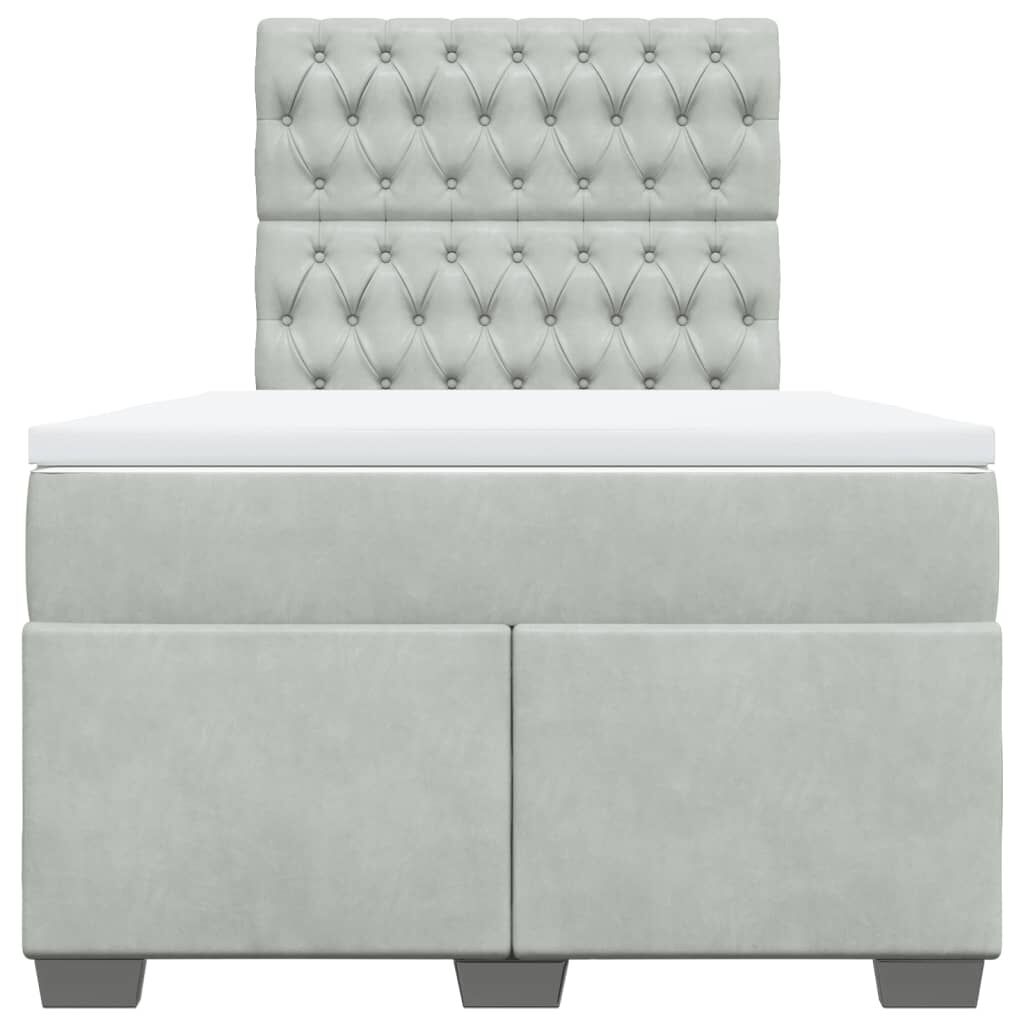 vidaXL Κρεβάτι Boxspring με Στρώμα Ανοιχτό Γκρι 120x190 εκ. Βελούδινο