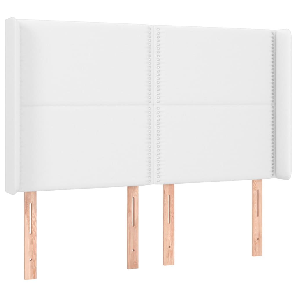 vidaXL Κρεβάτι Boxspring με Στρώμα & LED Λευκό 140x190 εκ. Συνθ. Δέρμα