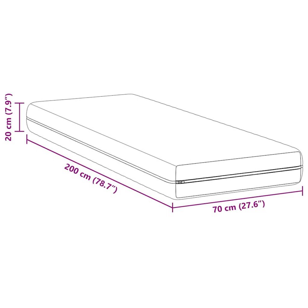 vidaXL Στρώμα Λευκό 70 x 200 cm Πολυεστέρας