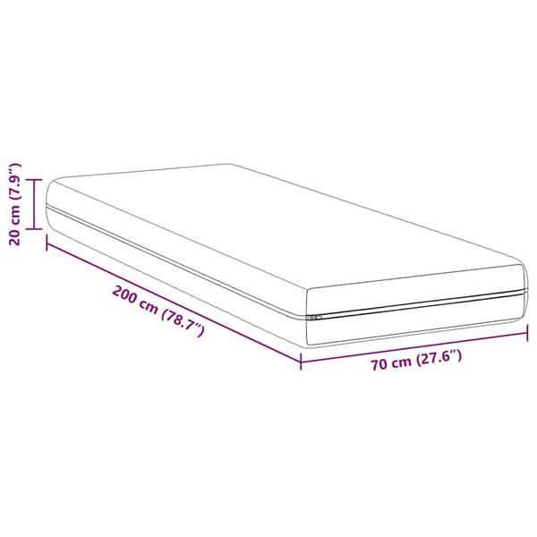 vidaXL Στρώμα Λευκό 70 x 200 cm Πολυεστέρας