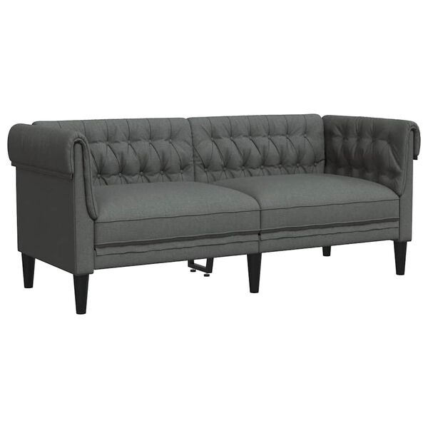 vidaXL Καναπές Διθέσιος Chesterfield Σκούρο Γκρι Υφασμάτινος