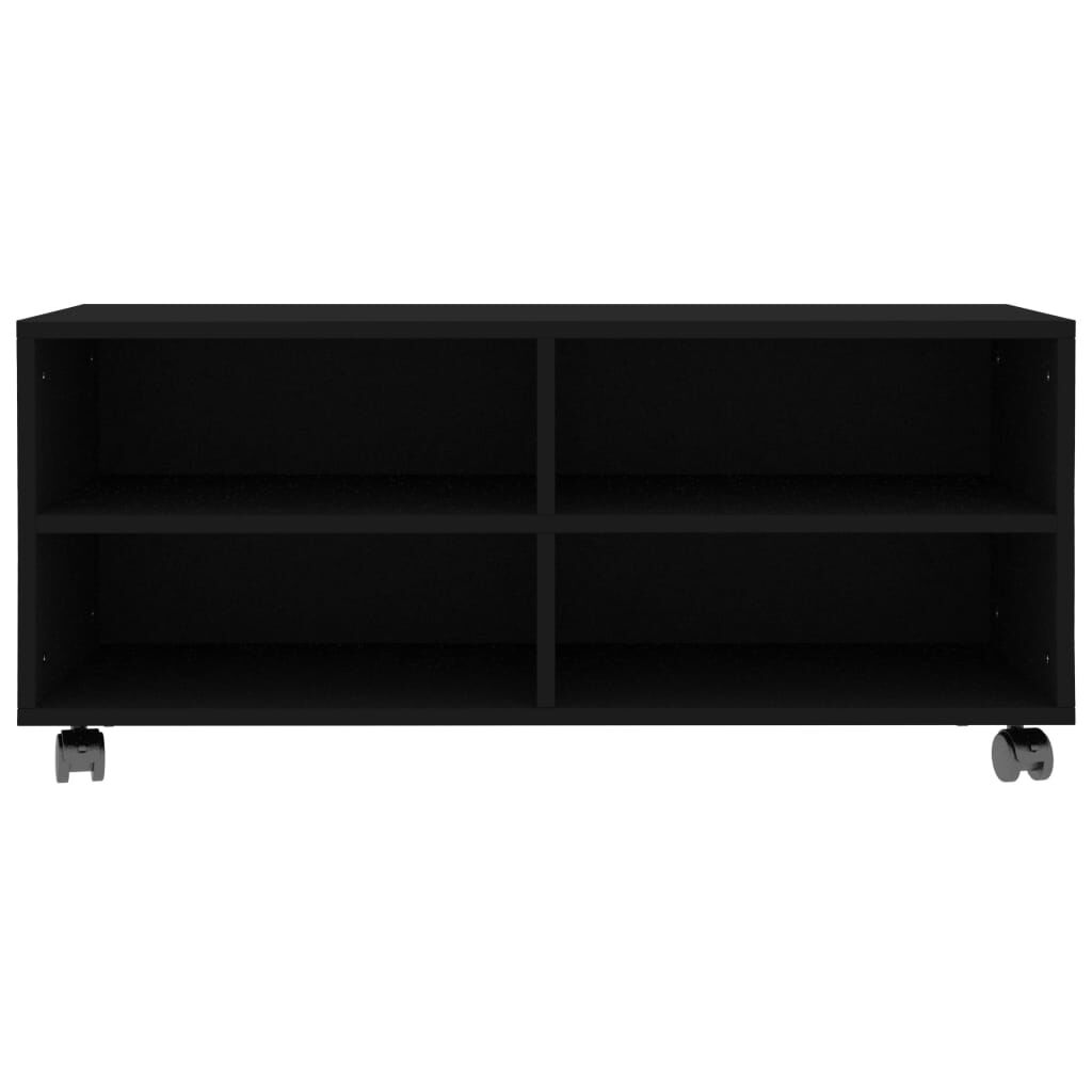 vidaXL Έπιπλο Τηλεόρασης με Ρόδες Μαύρο 90x35x35 εκ. από Επεξ. Ξύλο