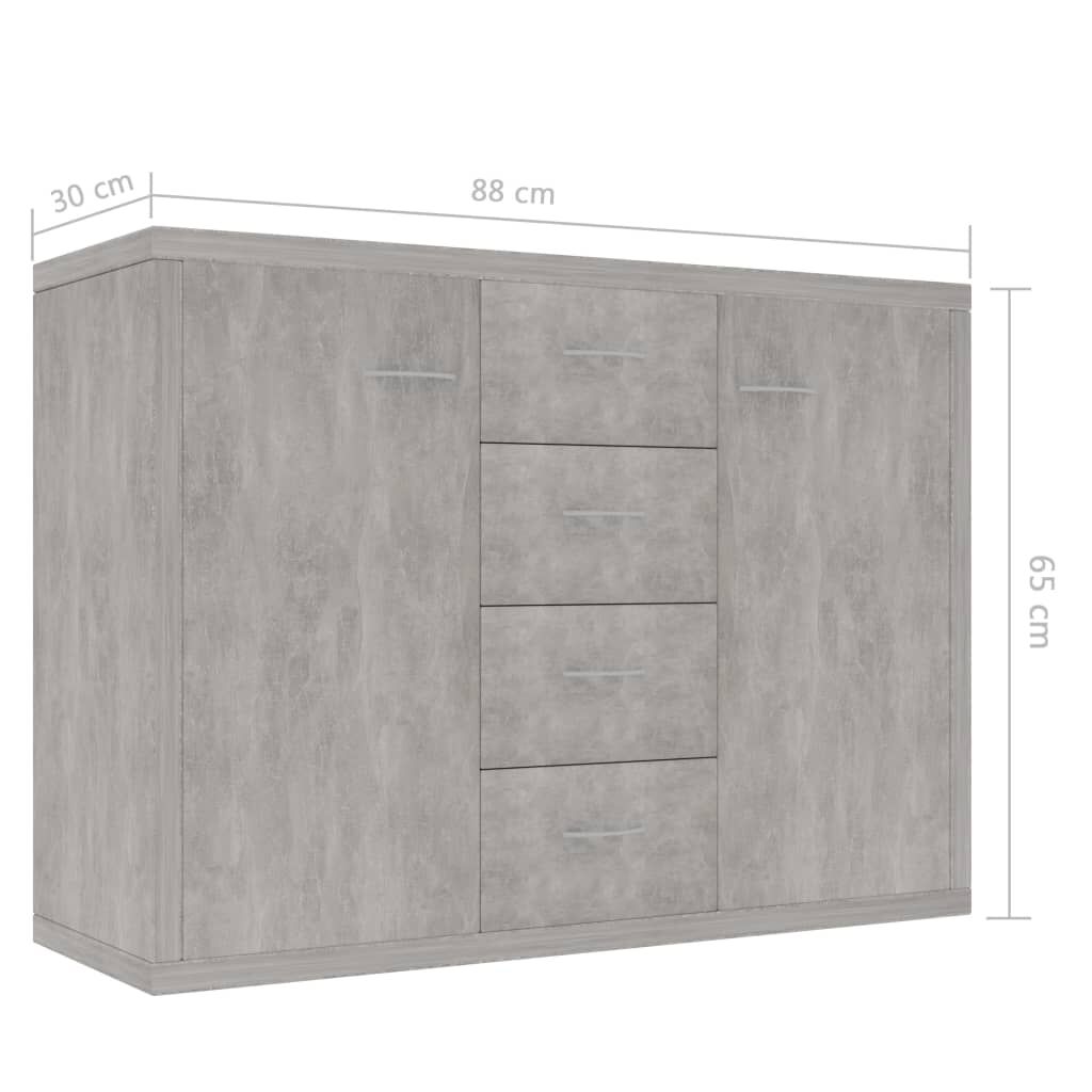 vidaXL Μπουφές Γκρι του Σκυροδέματος 88 x 30 x 65 εκ. από Επεξ. Ξύλο