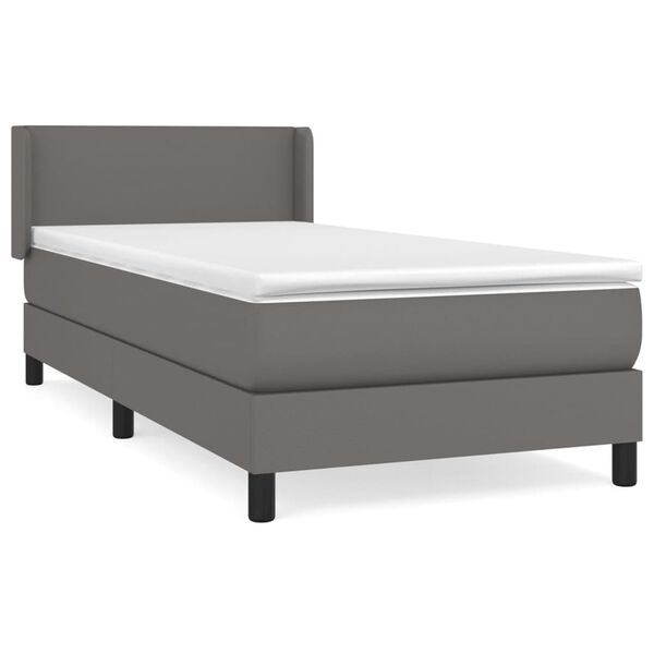 vidaXL Κρεβάτι Boxspring με Στρώμα Γκρι 80 x 200 εκ. Συνθετικό Δέρμα