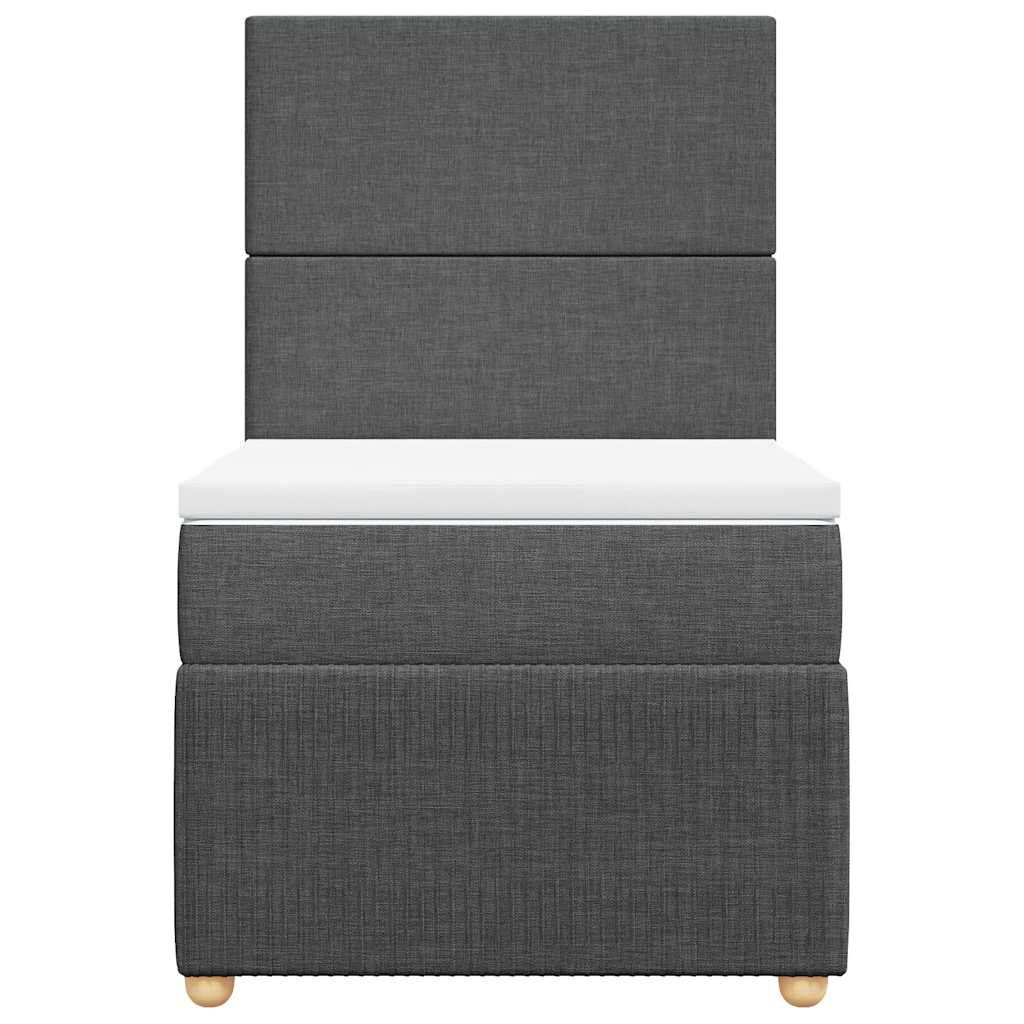 vidaXL Κρεβάτι Boxspring με Στρώμα Σκούρο Γκρι 90x200 εκ. Υφασμάτινο