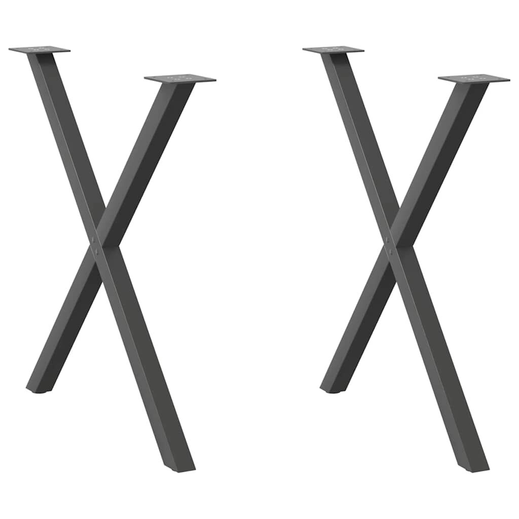 vidaXL Πόδια Τραπεζαρίας σε Σχήμα Χ 2 τεμ. Ανθρακί 70x(72-73) εκ. Ατσάλι