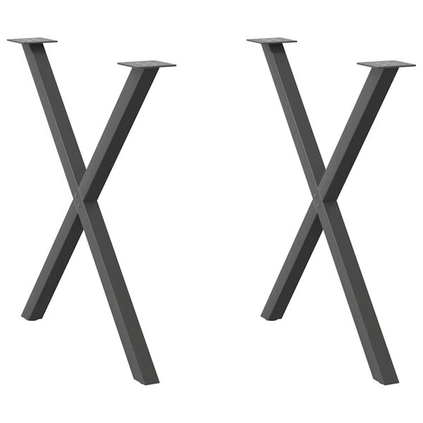 vidaXL Πόδια Τραπεζαρίας σε Σχήμα Χ 2 τεμ. Ανθρακί 70x(72-73) εκ. Ατσάλι