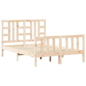 vidaXL Πλαίσιο Κρεβατιού με Κεφαλάρι από Μασίφ Ξύλο Double