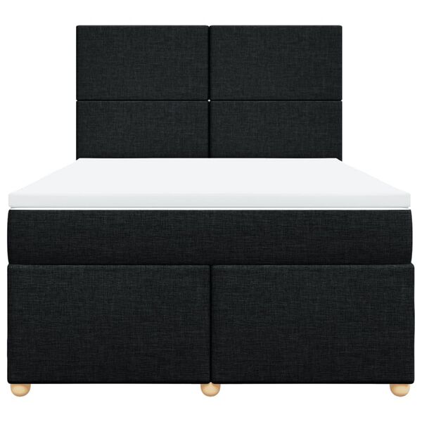 vidaXL Κρεβάτι Boxspring με Στρώμα Μαύρο 140x190 εκ. Υφασμάτινο