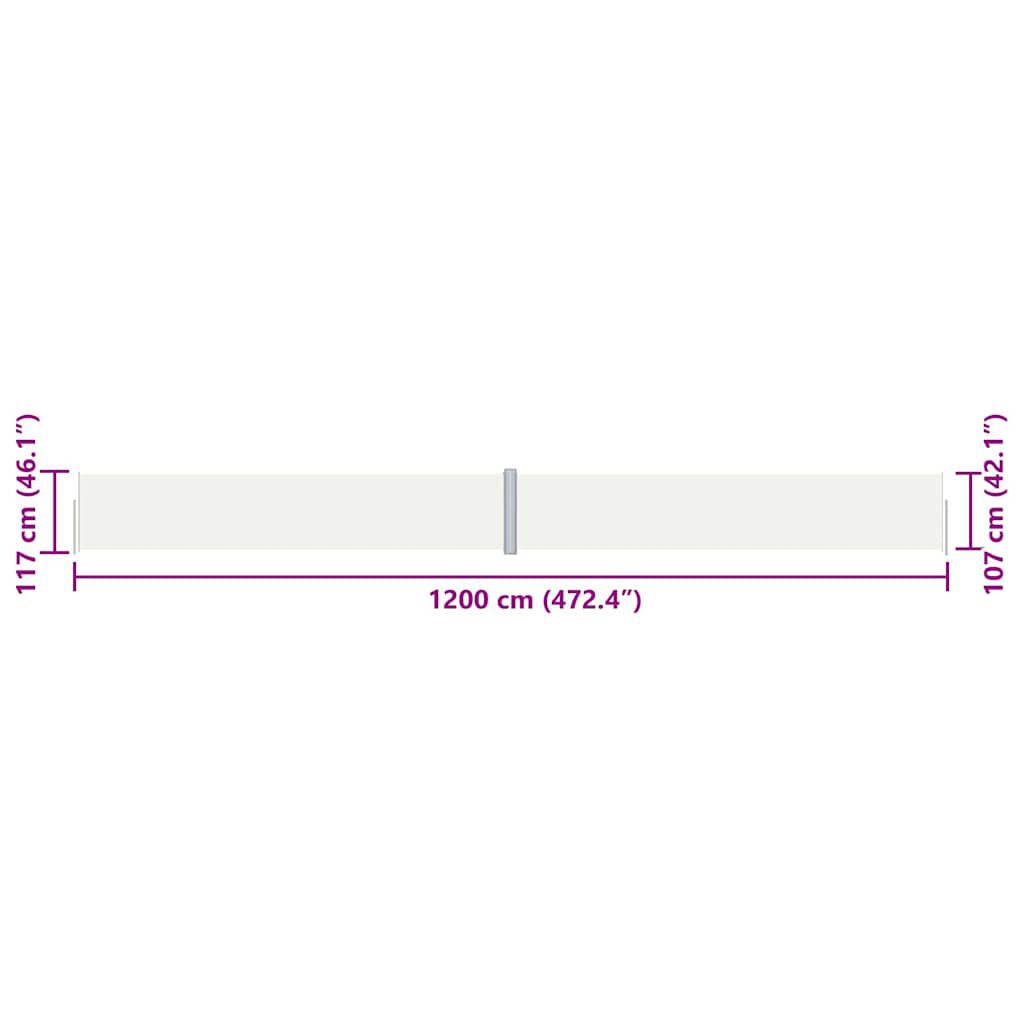 vidaXL Διαχωριστικό Βεράντας Συρόμενο Κρεμ 117 x 1200 εκ.