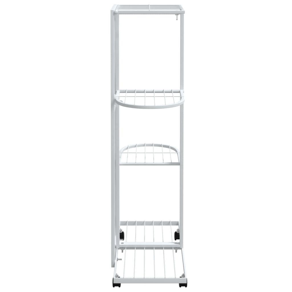 vidaXL Βάση Λουλουδιών 4 Επιπέδων με Ρόδες 44x23x80 εκ. Λευκή Σίδερο