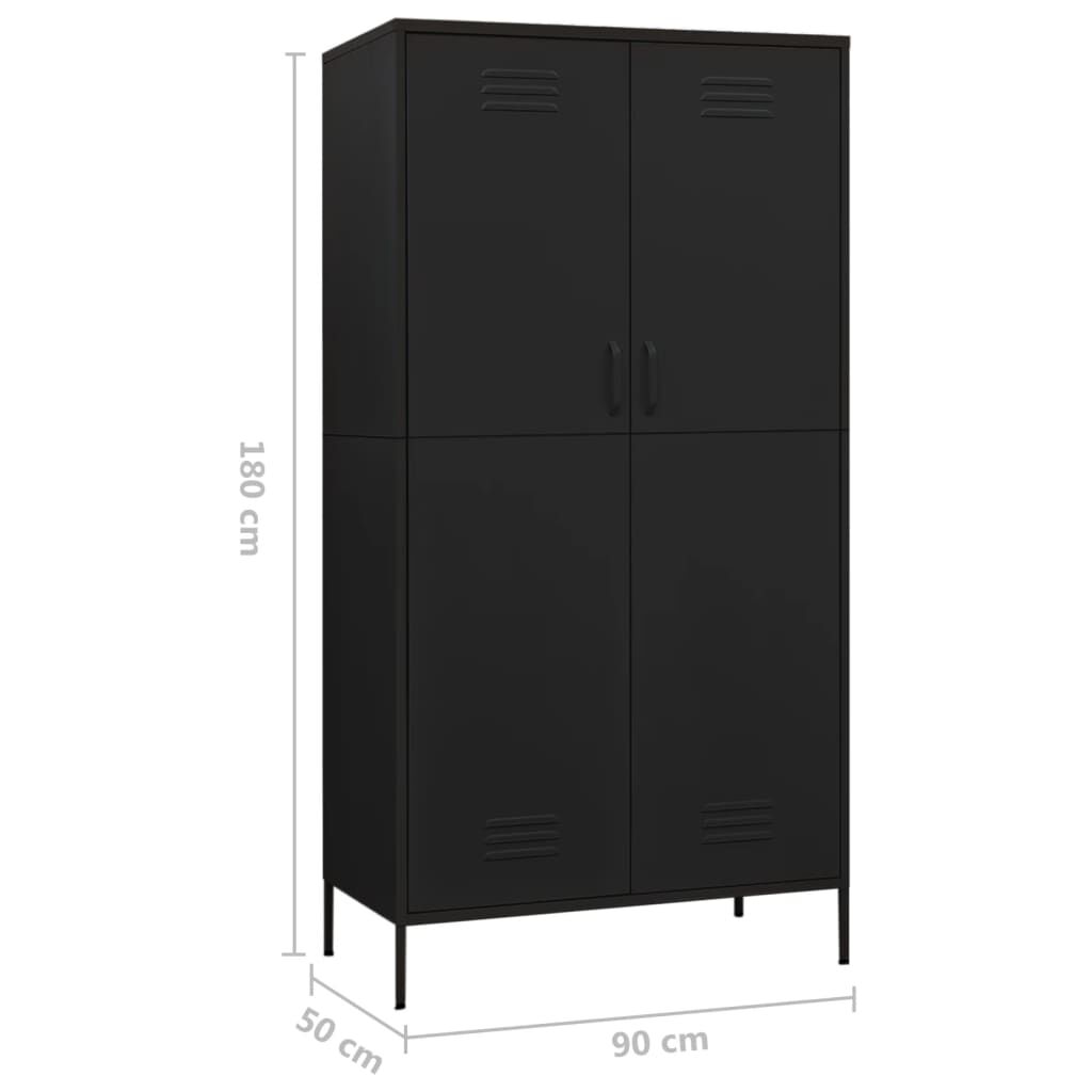 vidaXL Ντουλάπα Μαύρη 90 x 50 x 180 εκ. από Ατσάλι