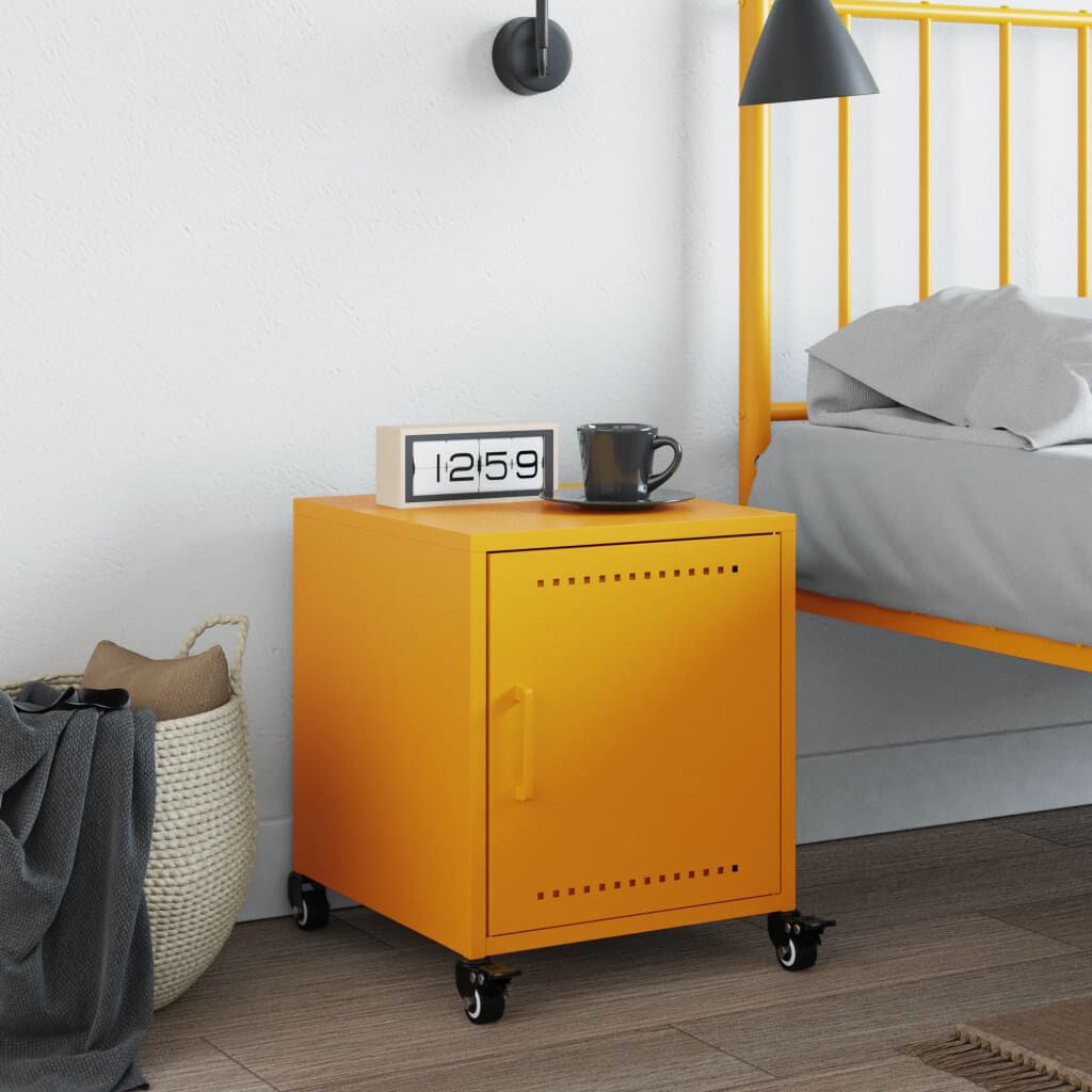 vidaXL Κομοδίνο Μουσταρδί 36x39x43,5 εκ. από Χάλυβα