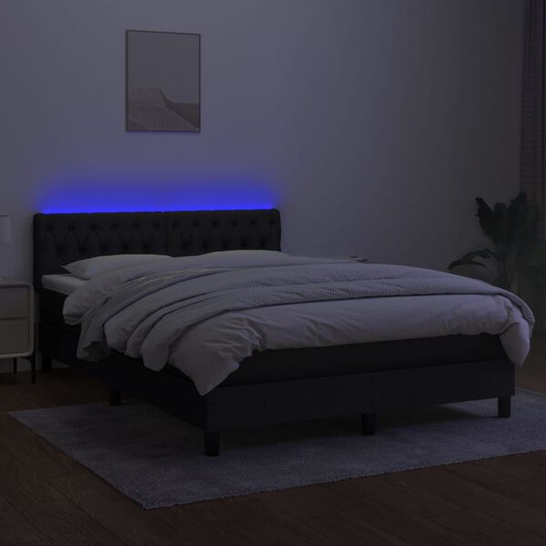 vidaXL &Kappa;&rho;&epsilon;&beta;ά&tau;&iota; Boxspring &mu;&epsilon; &Sigma;&tau;&rho;ώ&mu;&alpha; & LED &Mu;&alpha;ύ&rho;&omicron; 140x200 &epsilon;&kappa;. &Upsilon;&phi;&alpha;&sigma;&mu;ά&tau;&iota;&nu;&omicron;