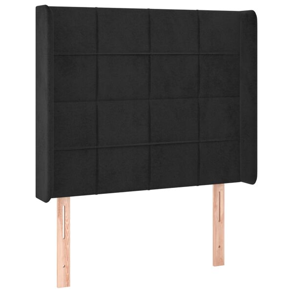 vidaXL Κρεβάτι Boxspring με Στρώμα & LED Μαύρο 100x200 εκ. Βελούδινο