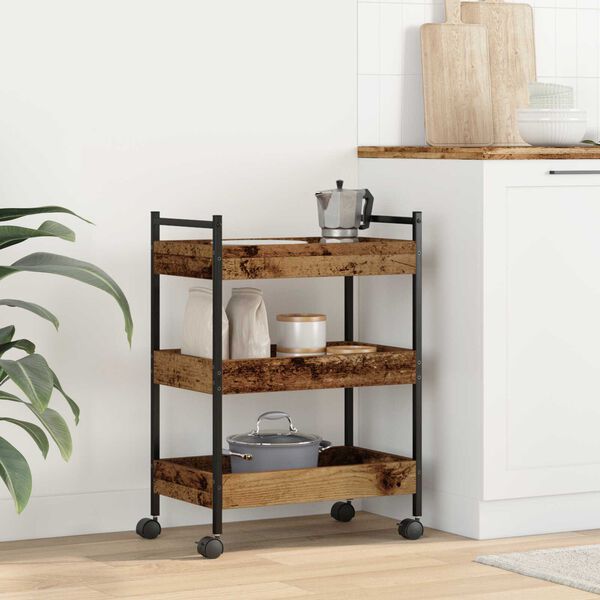 vidaXL Τρόλεϊ Κουζίνας Παλιού Ξύλου 50x30x70 εκ. Επεξεργασμένο Ξύλο
