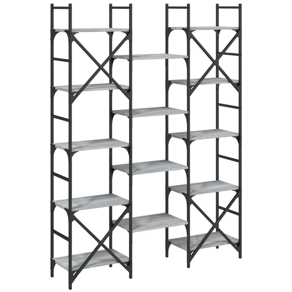 vidaXL Βιβλιοθήκη Γκρι Sonoma 127,5x28,5x172,5 εκ. Επεξεργασμένο Ξύλο