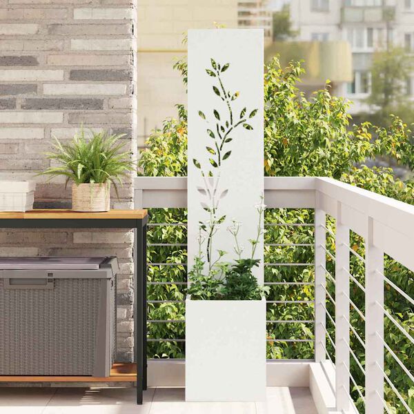 vidaXL Οθόνη Ιδιωτικότητας Κήπου Floral Λευκό 32 x 140 εκ.