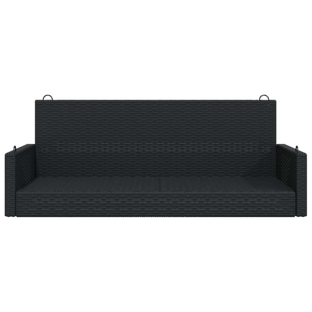 vidaXL Παγκάκι Κούνια Μαύρο 119x56x48 εκ. από Συνθετικό Ρατάν