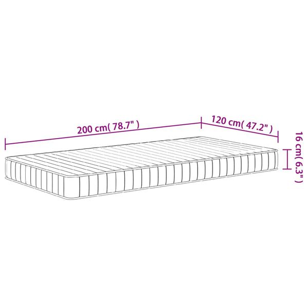 vidaXL Στρώμα Αφρού Medium Soft 120x200 εκ.