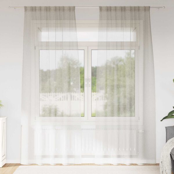 vidaXL Κουρτίνες με κουρτίνες 2 pcs Κρεμ 140 x 225 cm Πολυεστέρας