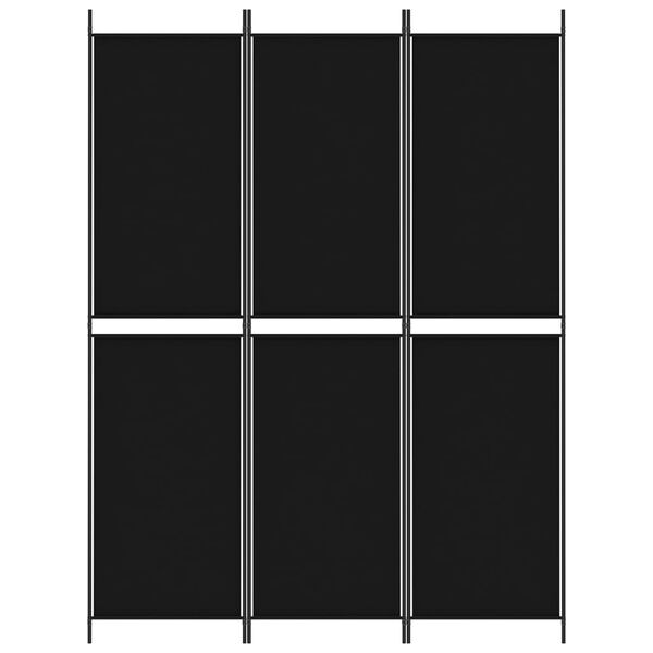 vidaXL Διαχωριστικό Δωματίου με 3 Πάνελ Μαύρο 150x200 εκ. από Ύφασμα