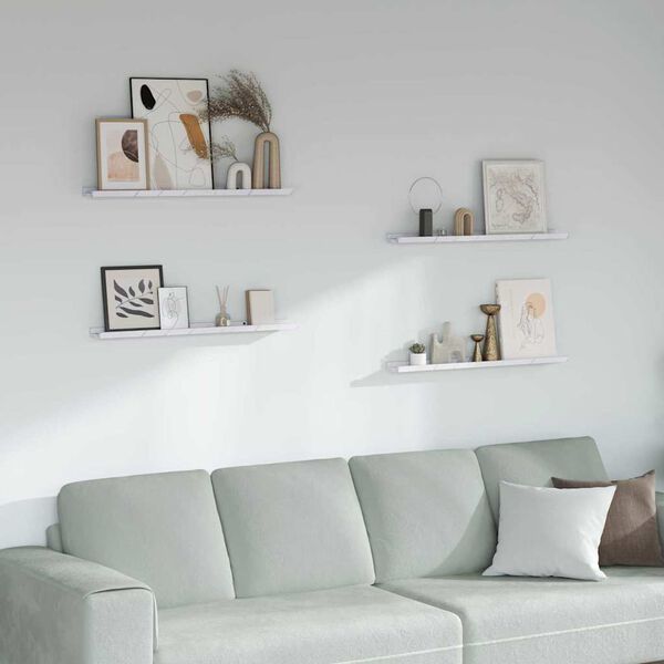 vidaXL &Rho;ά&phi;&iota; &Tau;&omicron;ί&chi;&omicron;&upsilon; &mu;&epsilon; &rho;ά&phi;&iota; &Epsilon;&pi;&iota;&tau;&omicron;ί&chi;&iota;&omicron; 4 pcs &Lambda;&epsilon;&upsilon;&kappa;ό &Mu;ά&rho;&mu;&alpha;&rho;&omicron; 80 x 9 x 3 cm