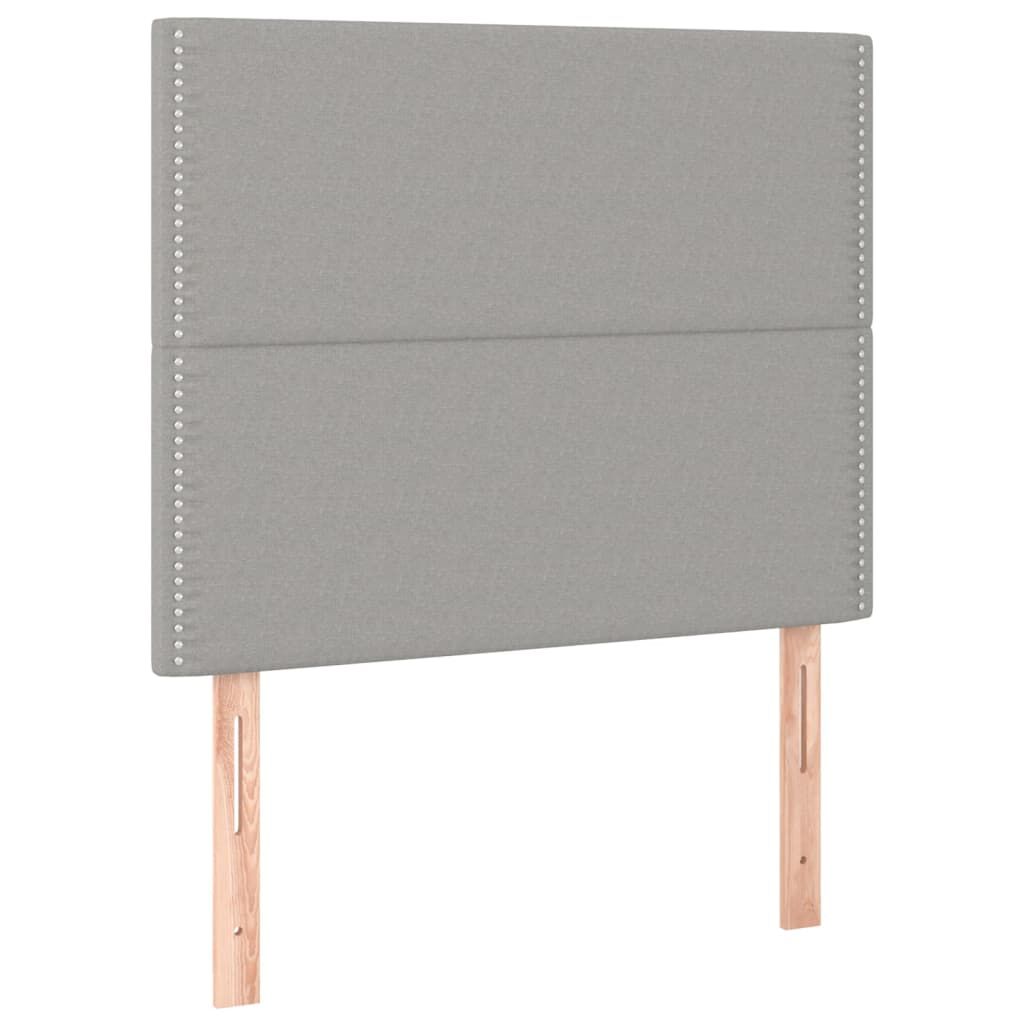 vidaXL Κρεβάτι Boxspring με Στρώμα & LED Αν.Γκρι 90x190 εκ. Υφασμάτινο