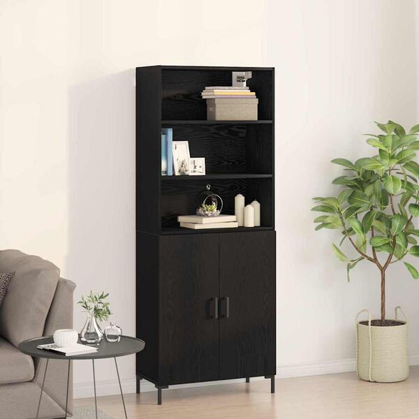 vidaXL Highboard &Mu;&alpha;ύ&rho;&eta; &Omicron;&xi;&upsilon;ά 69,5 x 34 x 180 &epsilon;&kappa;. &Epsilon;&pi;&epsilon;&xi;&epsilon;&rho;&gamma;&alpha;&sigma;&mu;έ&nu;&omicron; &xi;ύ&lambda;&omicron;
