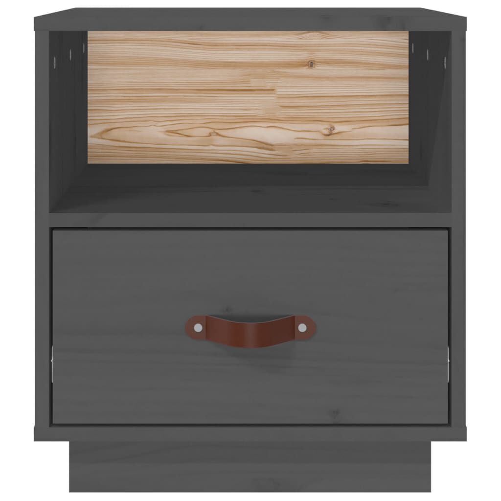 vidaXL Κομοδίνα 2 τεμ. Γκρι 40x34x45 εκ. από Μασίφ Ξύλο Πεύκου
