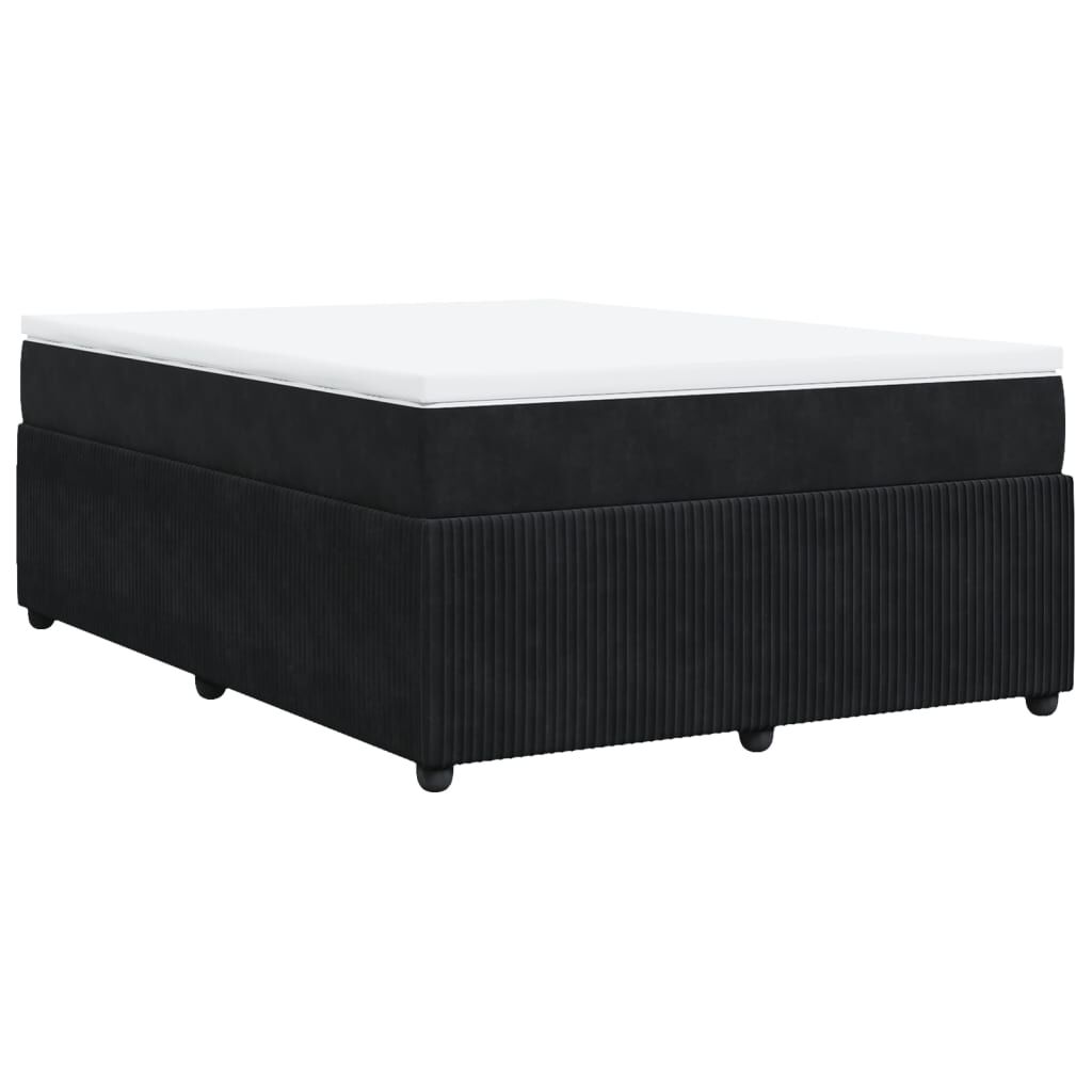 vidaXL Κρεβάτι Boxspring με Στρώμα Μαύρο 160x200 εκ. Βελούδινο