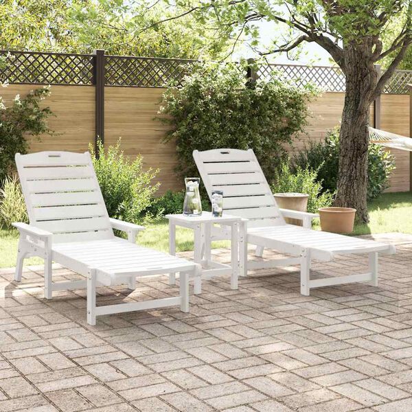 vidaXL Έπιπλα Χαλάρωσης Κήπου 2-πρόσωπο 2 pcs Λευκό 53 x 195.5 x 30cm