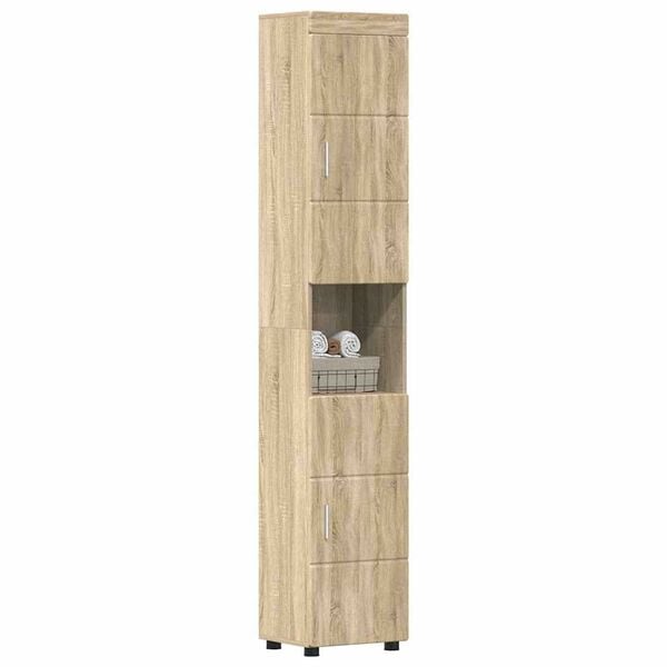 vidaXL Ντουλάπι Μπάνιου με αποθήκευση Sonoma Δρυς 37 x 31.5 x 203 εκ
