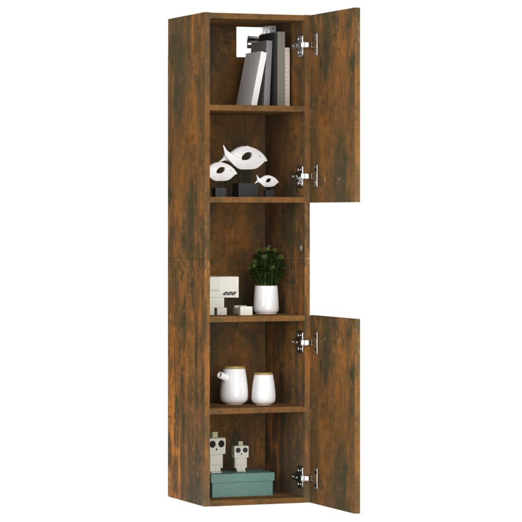 vidaXL Ντουλάπι Μπάνιου Καπνιστή Δρυς 30x30x130 εκ. Επεξεργασμένο Ξύλο