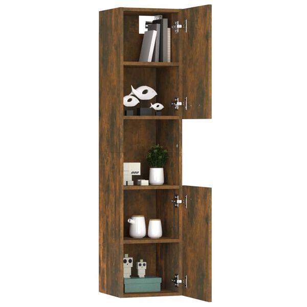 vidaXL Ντουλάπι Μπάνιου Καπνιστή Δρυς 30x30x130 εκ. Επεξεργασμένο Ξύλο