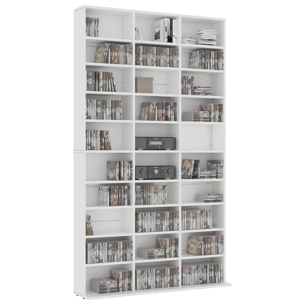 vidaXL Έπιπλο για CD Λευκό 102 x 16 x 177,5 εκ. από Επεξεργασμένο Ξύλο