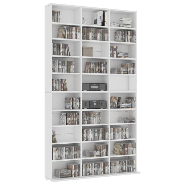 vidaXL Έπιπλο για CD Λευκό 102 x 16 x 177,5 εκ. από Επεξεργασμένο Ξύλο