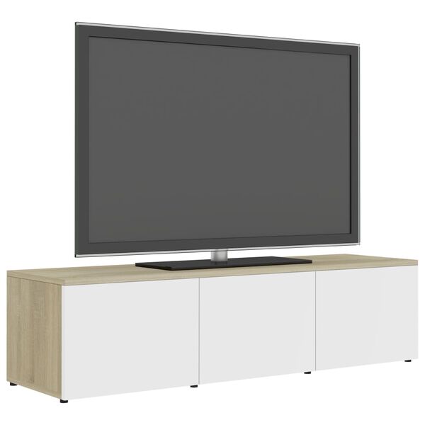 vidaXL Έπιπλο Τηλεόρασης Λευκό/Sonoma Δρυς 120x34x30 εκ. Επεξ. Ξύλο
