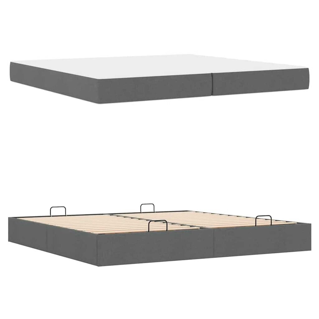 vidaXL Σκελετός Κρεβατιού Άλλο Σκούρο γκρι 200 x 200 cm ύφασμα