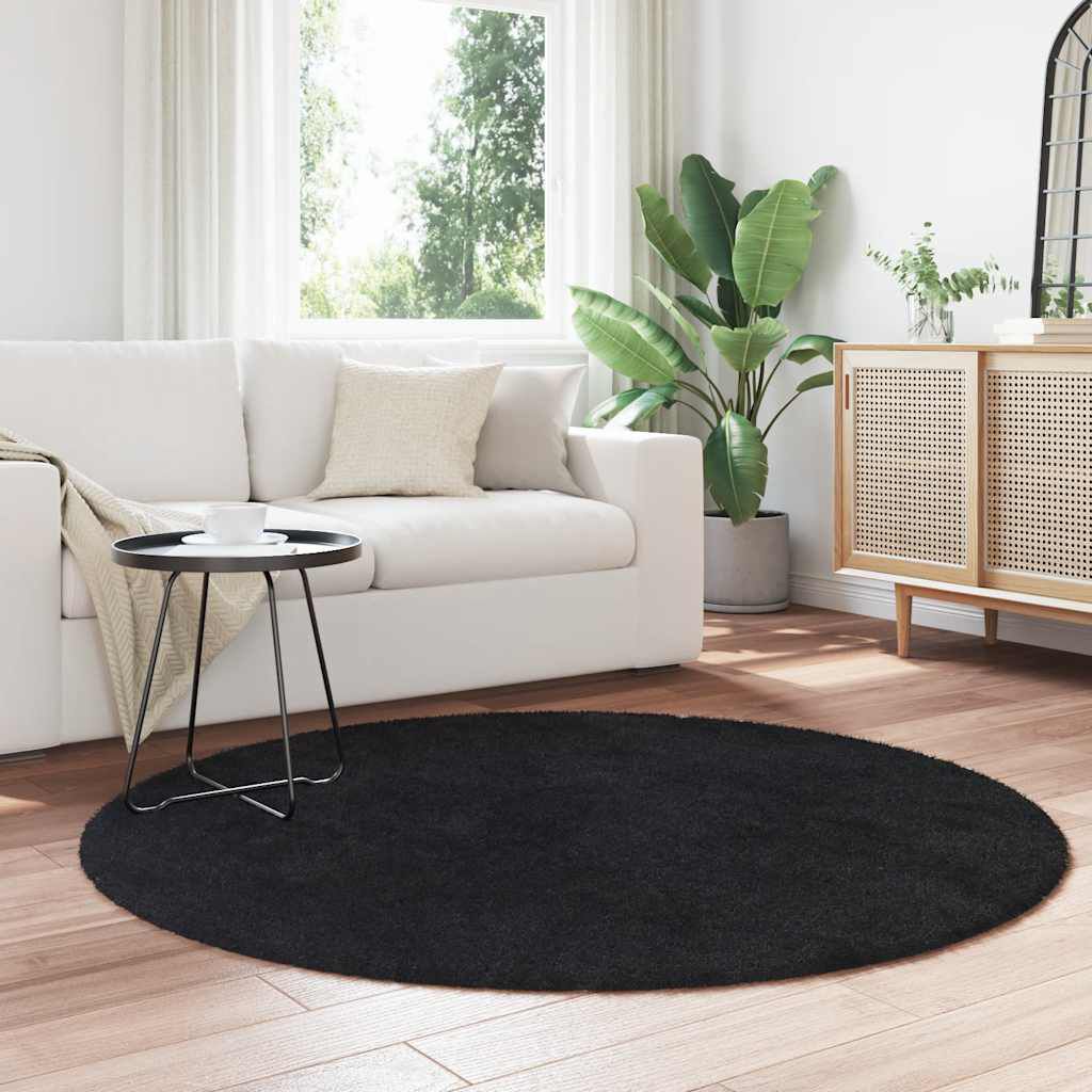 vidaXL Χαλί Shaggy με Ψηλό Πέλος NAVARRA Μαύρο 160x160 εκ. πολυεστέρας