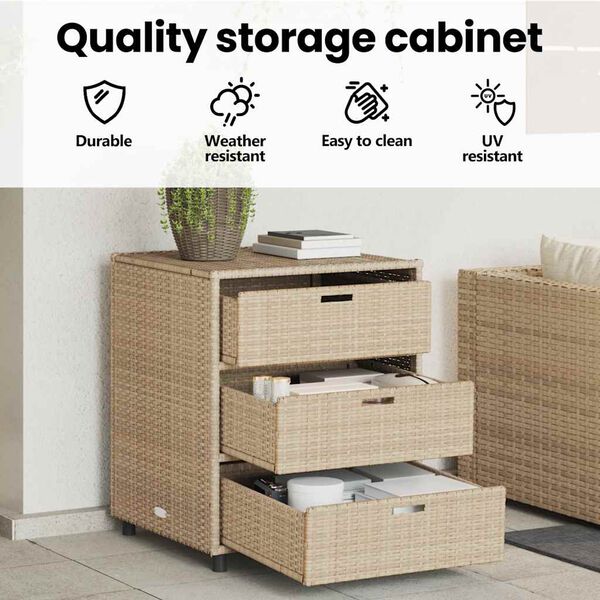 vidaXL Ντουλάπι Αποθήκευσης Κήπου Beige 55x59x69 εκ. Συνθετικό Ρατάν
